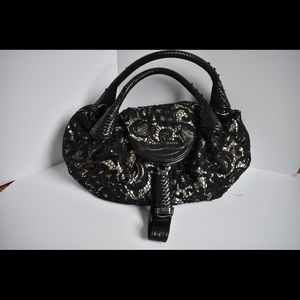 Black and Gold Lace Satchel